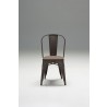 Zinc Dining Chair Bamboo Wood Seat with Bronze Powder Coated Steel - Front View
