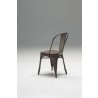 Zinc Dining Chair Bamboo Wood Seat with Bronze Powder Coated Steel - Back Angle