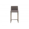 Bennett Counter Stool Light Grey Fabric with Brushed Stainless Steel - Front