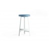 Brunch Counter Stool Blue Fabric Cushion with White Powder Coated Frame 