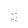 Sitges Counter Stool American Walnut Veneer Seat with Polished Stainless Steel - Angled