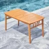Vifah Kapalua Honey Nautical 3-Piece Wooden Outdoor Dining Set with 2 Benches, Table Side Angle - Vifah Kapalua Honey Nautical 3-Piece Wooden Outdoor Dining Set with 2 Benches, Table Side Angle