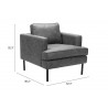 Decade Armchair in Vintage Gray-seat dimension