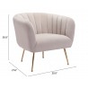 Zuo Modern Deco Accent Chair in Beige - With Dimensions