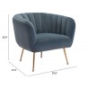 Zuo Modern Deco Accent Chair in Gray - Seat Dimensions