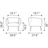 Zuo Modern Deco Accent Chair in Gray - Dimensions