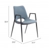 Desi Dining Chair Azure Gray- seat dimension