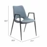 Desi Dining Chair Azure Gray- seat dimension - Desi Dining Chair Azure Gray- seat dimension