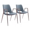 Desi Dining Chair Azure Gray & Walnut - Set of 2