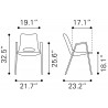 Desi Dining Chair Azure Gray & Walnut - Dimensions