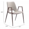 Desi Dining Chair Beige & Walnut - Seat Dimensions