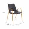 Desi Dining Chair Black&Gold- seat dimension