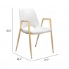 Desi Dining Chair White&Gold-seat dimension