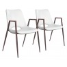 Desi Dining Chair White & Walnut - Set of 2