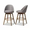 Baxton Studio Carra Swivel Bar Stool - Set of 2 - Grey - Baxton Studio Carra Swivel Bar Stool - Set of 2 - Grey