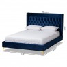 Baxton Studio Valery Upholstered Platform Bed - Navy Blue - Queen