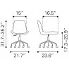 Zuo Modern Byron Office Chair in Brown - Dimension Sheet