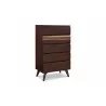 Greenington Azara Five Drawer High Chest, Sable - Front Side Angle - Greenington Azara Five Drawer High Chest, Sable - Front Side Angle