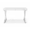 Elm Desk Large In High Gloss White With Two Drawers - Front - Elm Desk Large In High Gloss White With Two Drawers - Front