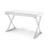 Elm Desk Large In High Gloss White With Two Drawers - Angled