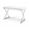 Elm Desk Large In High Gloss White With Two Drawers - Angled - Elm Desk Large In High Gloss White With Two Drawers - Angled