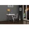 Elm Desk Small In High Gloss White With Two Drawers And Stainless Steel Base - Elm Desk Small In High Gloss White With Two Drawers And Stainless Steel Base