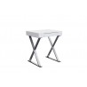 Elm Desk Small In High Gloss White With Two Drawers And Stainless Steel Base - White BG