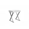 Elm Desk Small In High Gloss White With Two Drawers And Stainless Steel Base - White BG - Elm Desk Small In High Gloss White With Two Drawers And Stainless Steel Base - White BG