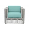Miami Club Chair in Dupione Celeste w/ Self Welt - Front Angle