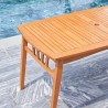 Vifah Kapalua Honey Eucalyptus Wooden Outdoor Dining Table with Umbrella Hole, Seat Closeup View