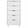 Manhattan Comfort Granville Tall 23.62" Modern Narrow Dresser with 5 Full Extension Drawers in White Front
