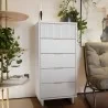Manhattan Comfort Granville Tall 23.62" Modern Narrow Dresser with 5 Full Extension Drawers in White - Manhattan Comfort Granville Tall 23.62" Modern Narrow Dresser with 5 Full Extension Drawers in White