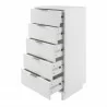 Manhattan Comfort Granville Tall 23.62" Modern Narrow Dresser with 5 Full Extension Drawers in White Open - Manhattan Comfort Granville Tall 23.62" Modern Narrow Dresser with 5 Full Extension Drawers in White Open