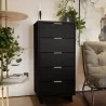 Manhattan Comfort Granville Tall 23.62" Modern Narrow Dresser with 5 Full Extension Drawers in Black - Manhattan Comfort Granville Tall 23.62" Modern Narrow Dresser with 5 Full Extension Drawers in Black