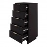 Manhattan Comfort Granville Tall 23.62" Modern Narrow Dresser with 5 Full Extension Drawers in Dark Grey Open