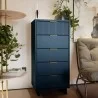 Manhattan Comfort Granville Tall 23.62" Modern Narrow Dresser with 5 Full Extension Drawers in Midnight Blue - Manhattan Comfort Granville Tall 23.62" Modern Narrow Dresser with 5 Full Extension Drawers in Midnight Blue