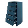 Manhattan Comfort Granville Tall 23.62" Modern Narrow Dresser with 5 Full Extension Drawers in Midnight Blue Open