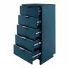 Manhattan Comfort Granville Tall 23.62" Modern Narrow Dresser with 5 Full Extension Drawers in Midnight Blue Open - Manhattan Comfort Granville Tall 23.62" Modern Narrow Dresser with 5 Full Extension Drawers in Midnight Blue Open