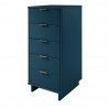 Manhattan Comfort Granville Tall 23.62" Modern Narrow Dresser with 5 Full Extension Drawers in Midnight Blue Side
