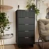 Manhattan Comfort Granville Tall 23.62" Modern Narrow Dresser with 5 Full Extension Drawers in Dark Grey - Manhattan Comfort Granville Tall 23.62" Modern Narrow Dresser with 5 Full Extension Drawers in Dark Grey