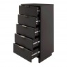 Manhattan Comfort Granville Tall 23.62" Modern Narrow Dresser with 5 Full Extension Drawers in Black Open