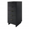 Manhattan Comfort Granville Tall 23.62" Modern Narrow Dresser with 5 Full Extension Drawers in Black Side