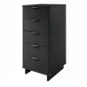 Manhattan Comfort Granville Tall 23.62" Modern Narrow Dresser with 5 Full Extension Drawers in Black Side - Manhattan Comfort Granville Tall 23.62" Modern Narrow Dresser with 5 Full Extension Drawers in Black Side