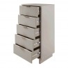 Manhattan Comfort Granville Tall 23.62" Modern Narrow Dresser with 5 Full Extension Drawers in Light Grey Open