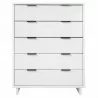 Manhattan Comfort Granville 45.27" Modern Tall Dresser with 5 Full Extension Drawers White Front - Manhattan Comfort Granville 45.27" Modern Tall Dresser with 5 Full Extension Drawers White Front