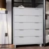 Manhattan Comfort Granville 45.27" Modern Tall Dresser with 5 Full Extension Drawers in White - Manhattan Comfort Granville 45.27" Modern Tall Dresser with 5 Full Extension Drawers in White