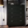 Manhattan Comfort Granville 45.27" Modern Tall Dresser with 5 Full Extension Drawers in Black - Manhattan Comfort Granville 45.27" Modern Tall Dresser with 5 Full Extension Drawers in Black