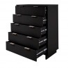 Manhattan Comfort Granville 45.27" Modern Tall Dresser with 5 Full Extension Drawers in Black Open