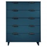 Manhattan Comfort Granville 45.27" Modern Tall Dresser with 5 Full Extension Drawers in Midnight Blue Front