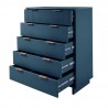 Manhattan Comfort Granville 45.27" Modern Tall Dresser with 5 Full Extension Drawers in Midnight Blue Open